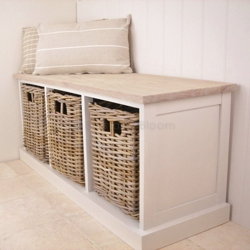 3 Basket Storage Unit Bench Bliss and Bloom Ltd